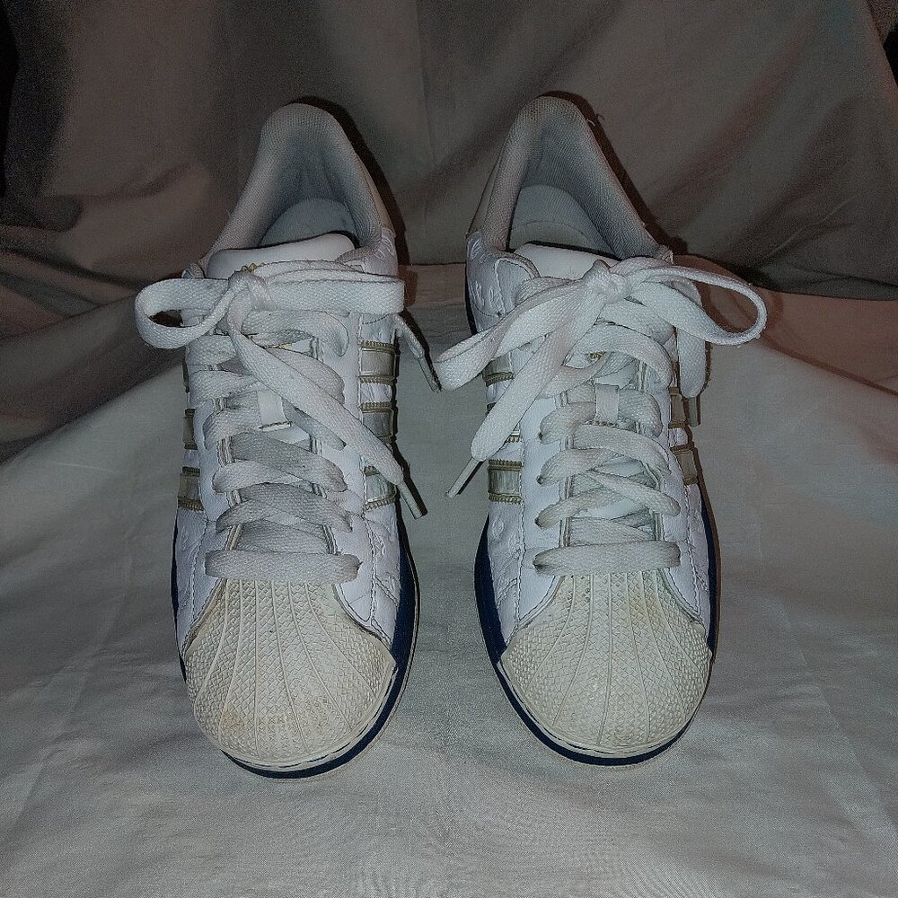 Adidas Superstar Low-Top Sneakers White & Blue Size (8.5)
